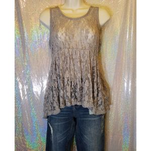 Mudd Medium Gray Sheer Tank Top